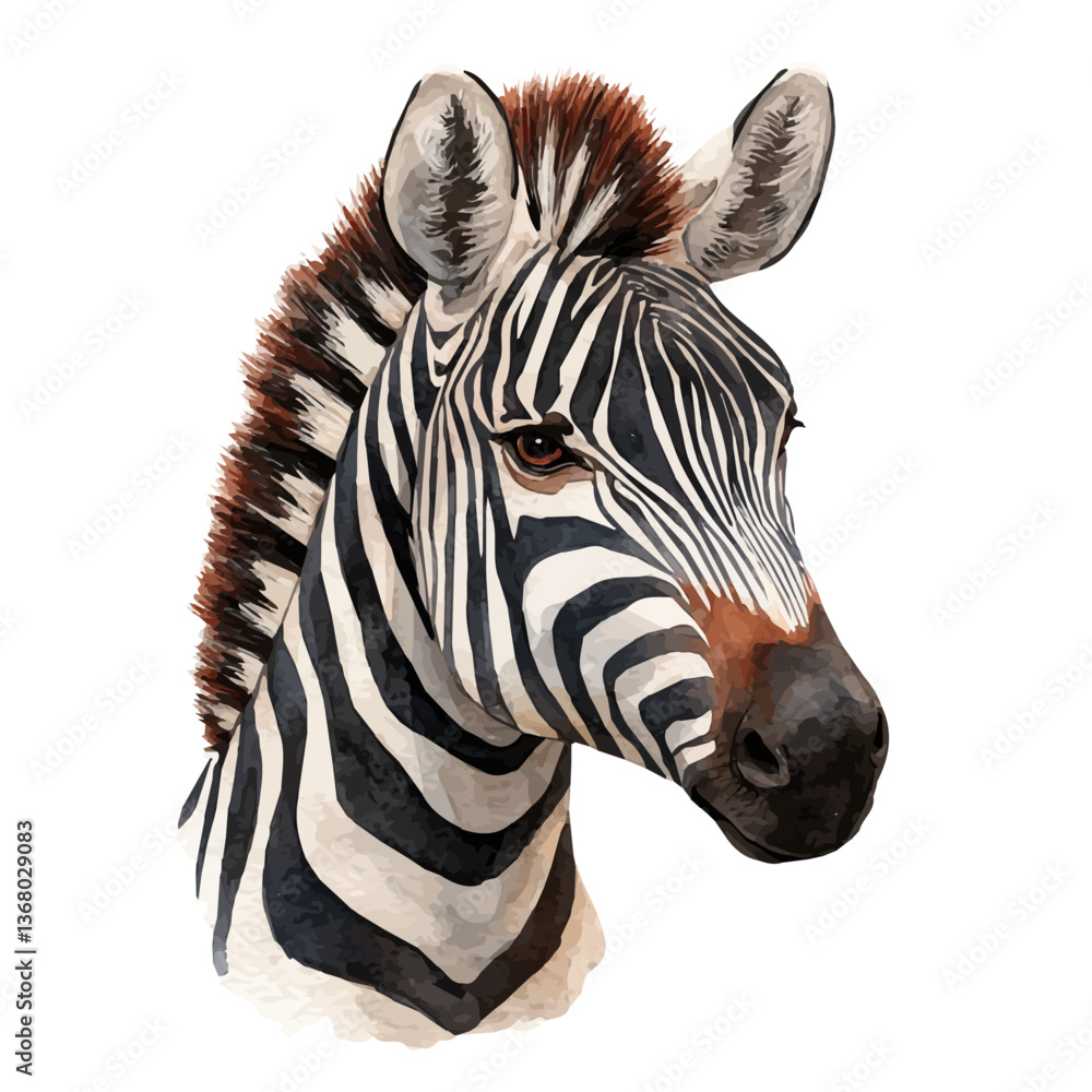 A watercolor of a zebra, isolated on a white background. Zebra vector.
A watercolor of a zebra, isolated on a white background. Zebra vector.