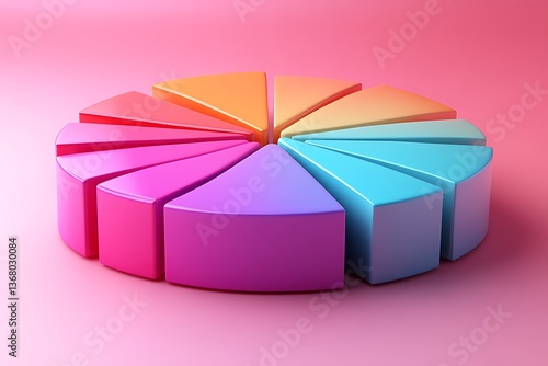 Vibrant Rainbow Pie Chart: A Colorful Data Visualization