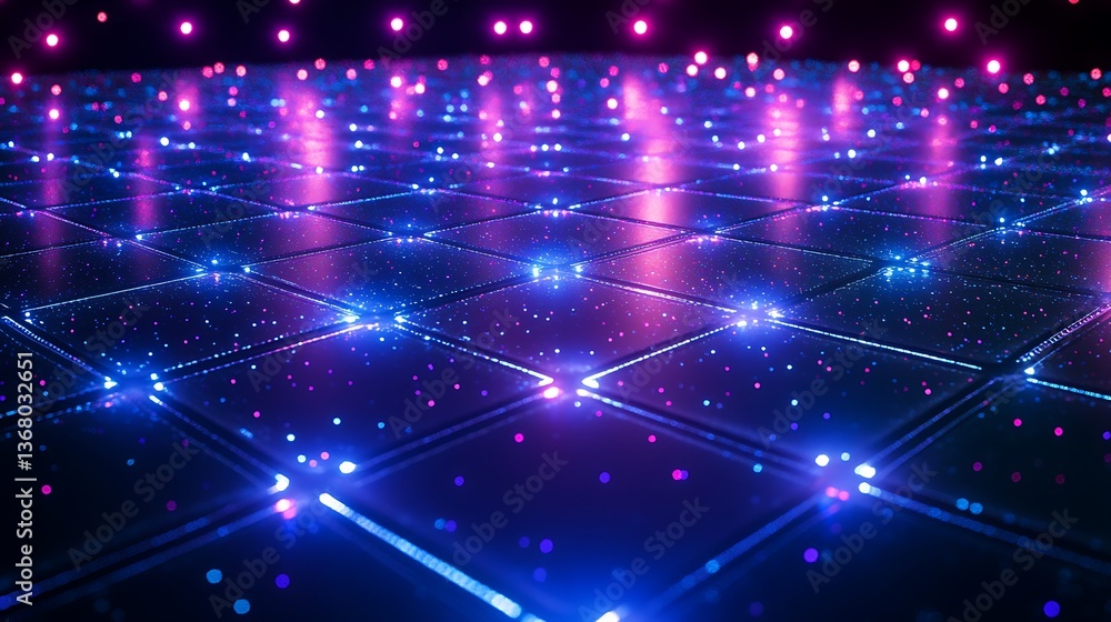 Fototapeta premium Abstract glowing grid, neon lights, futuristic technology background