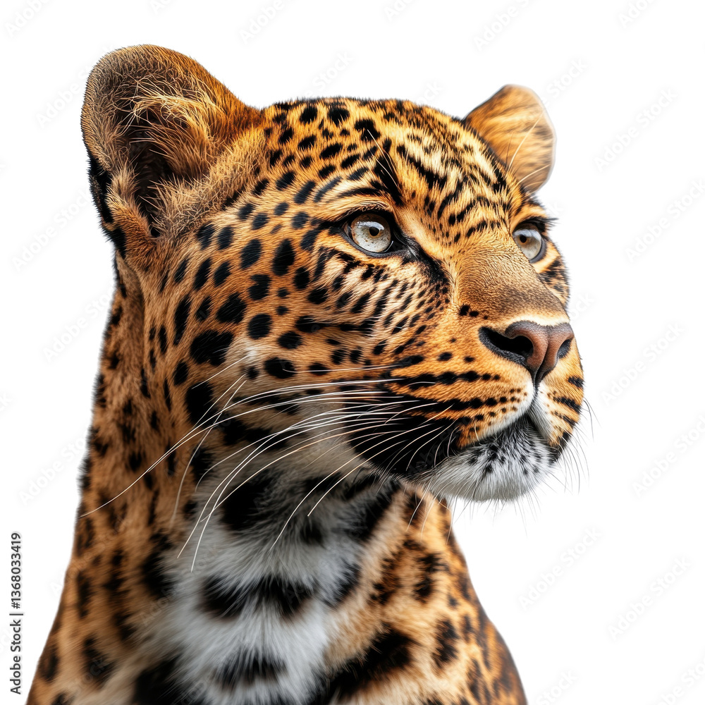 Obraz premium Close up of a leopard isolated on white background