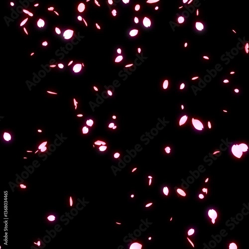 上から下へと光る花びらが落ちる桜吹雪のループ動画【正方形ビデオ】