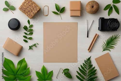 Wallpaper Mural Carefully curated flat lay showcasing a selection of chic storage containers including cardboard wicker and metallic pieces Torontodigital.ca