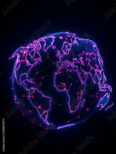 Glowing digital globe with interconnected lines representing global network