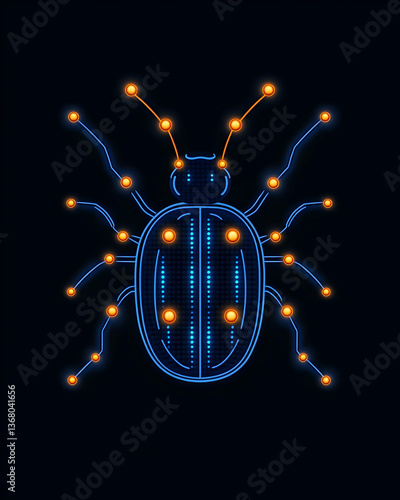Glowing digital insect, circuit board design