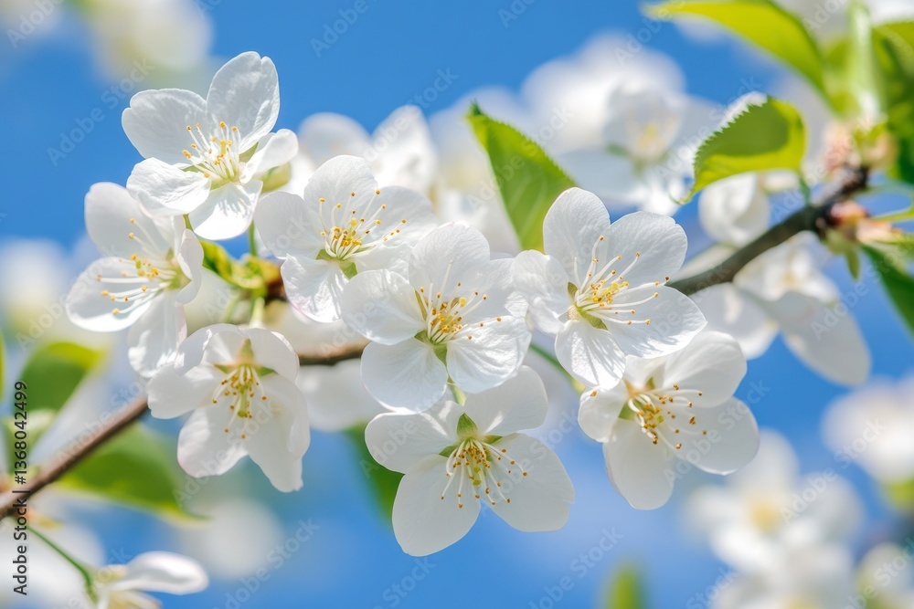 Blooming Cherry Blossoms Against a Vibrant Blue Sky Springtime Scene Blooming Cherry Blossoms Against a Vibrant Blue Sky Springtime Scene