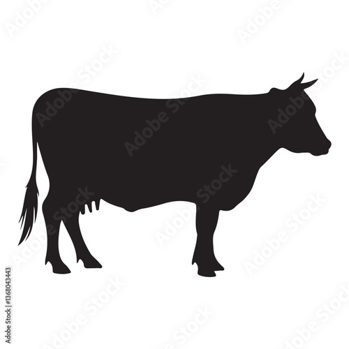 Cow silhouette vector art illustration 14