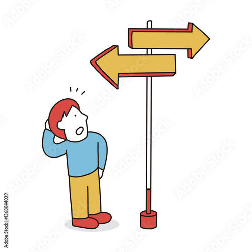 分かれ道で進路の選択に迷う人のイメージイラスト