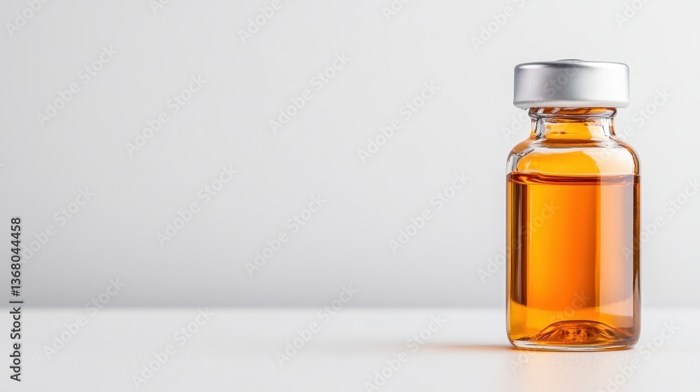 A vivid amber bottle filled with liquid, showcased against a pristine white background, presenting an appealing and clean aesthetic perfect for health and beauty products. A vivid amber bottle filled with liquid, showcased against a pristine white background, presenting an appealing and clean aesthetic perfect for health and beauty products.