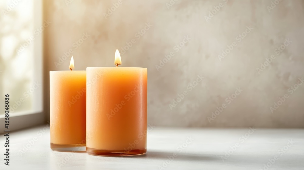 These two elegantly designed candles emit a soft glow, creating a warm and inviting atmosphere that enhances the serenity and tranquility of any space. These two elegantly designed candles emit a soft glow, creating a warm and inviting atmosphere that enhances the serenity and tranquility of any space.