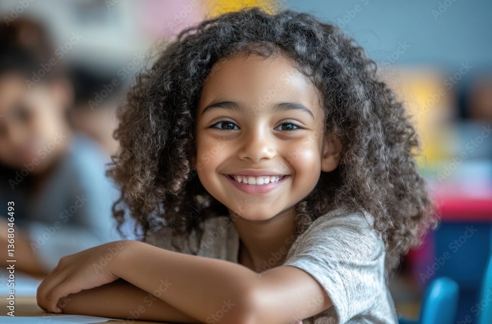 Smiling young student sitting in a workshop classroom, Smiling young student sitting in a workshop classroom,