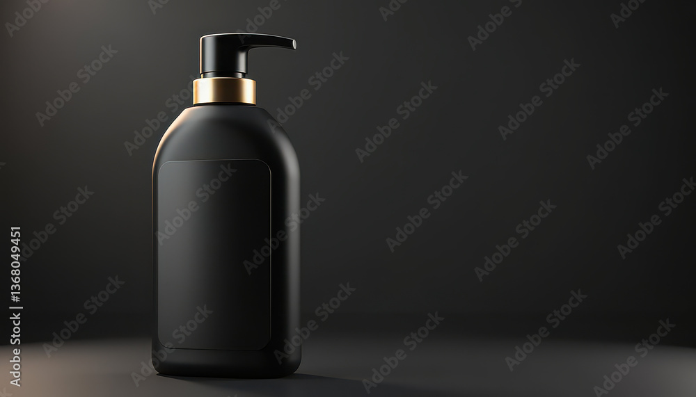 Pump bottle mockup. Black pump bottles mockup on dark background Pump bottle mockup. Black pump bottles mockup on dark background