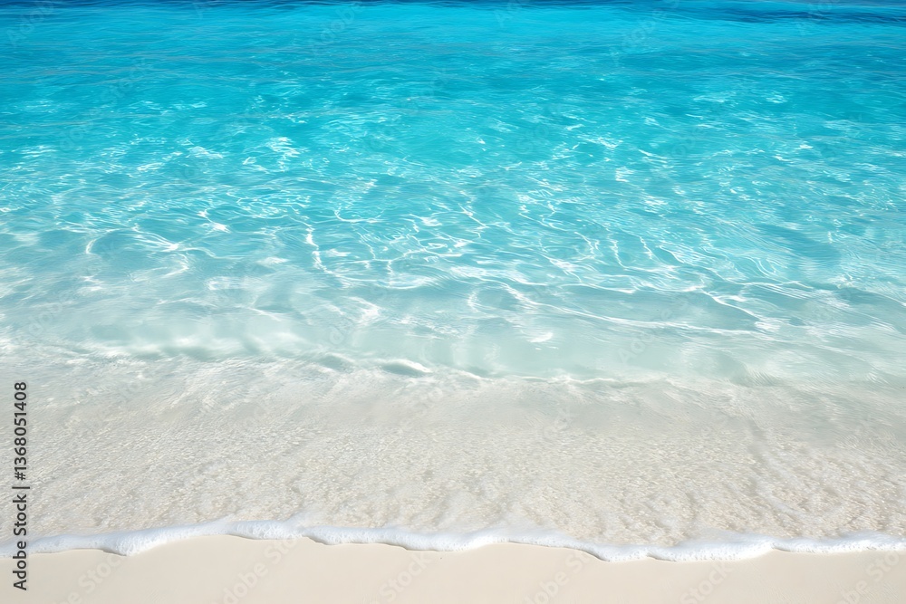 Serene Beach Scene: Azure Waves on Pristine Sand Serene Beach Scene: Azure Waves on Pristine Sand