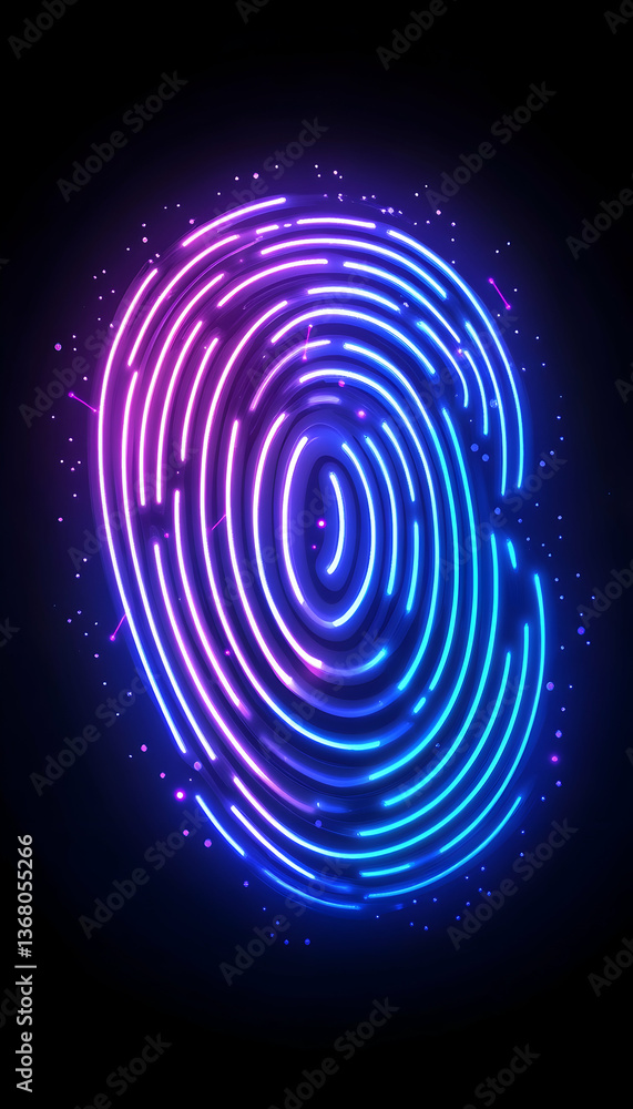 Fototapeta premium Glowing neon fingerprint graphic