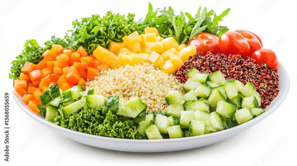 Quinoa Salad in Plate with Fresh Vegetables Quinoa Salad in Plate with Fresh Vegetables