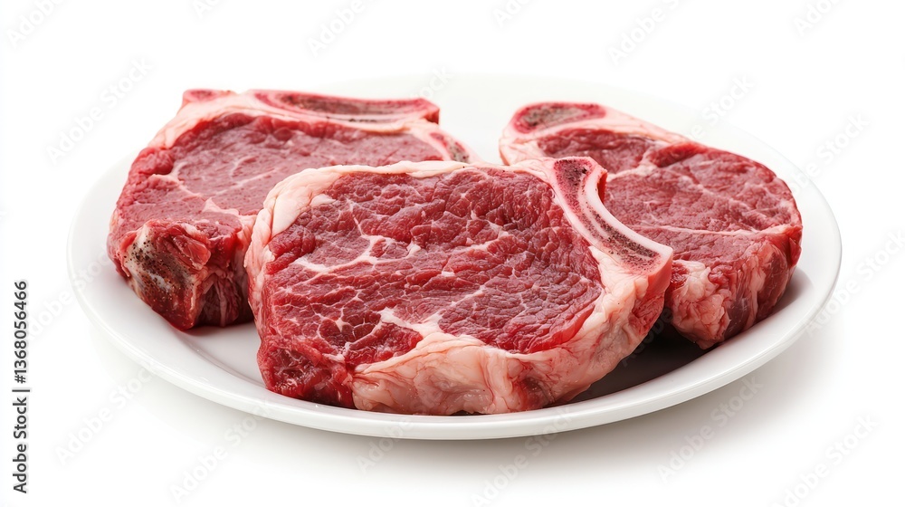 Delicious Steak on Plate with Hearty Meal Delicious Steak on Plate with Hearty Meal