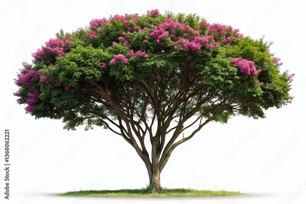 Naklejka premium Silhouette of Crape Myrtle Tree, Isolated PNG, 3D Rendered, Front View, Alpha Channel