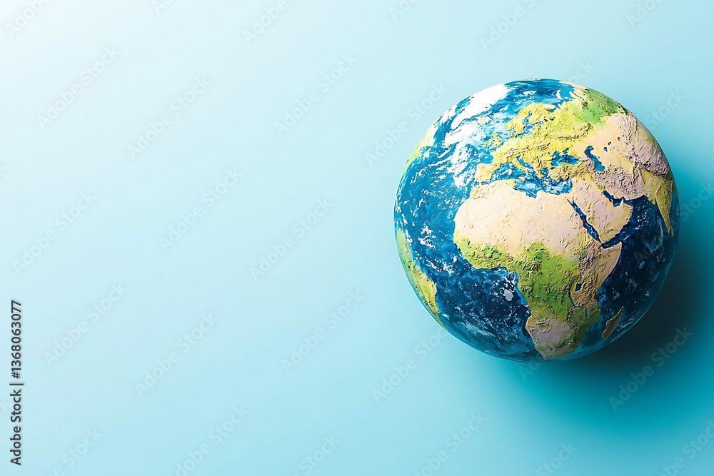 A Detailed Earth Globe on a Light Blue Background Perfect for Environmental and Global Concepts. A Detailed Earth Globe on a Light Blue Background Perfect for Environmental and Global Concepts.