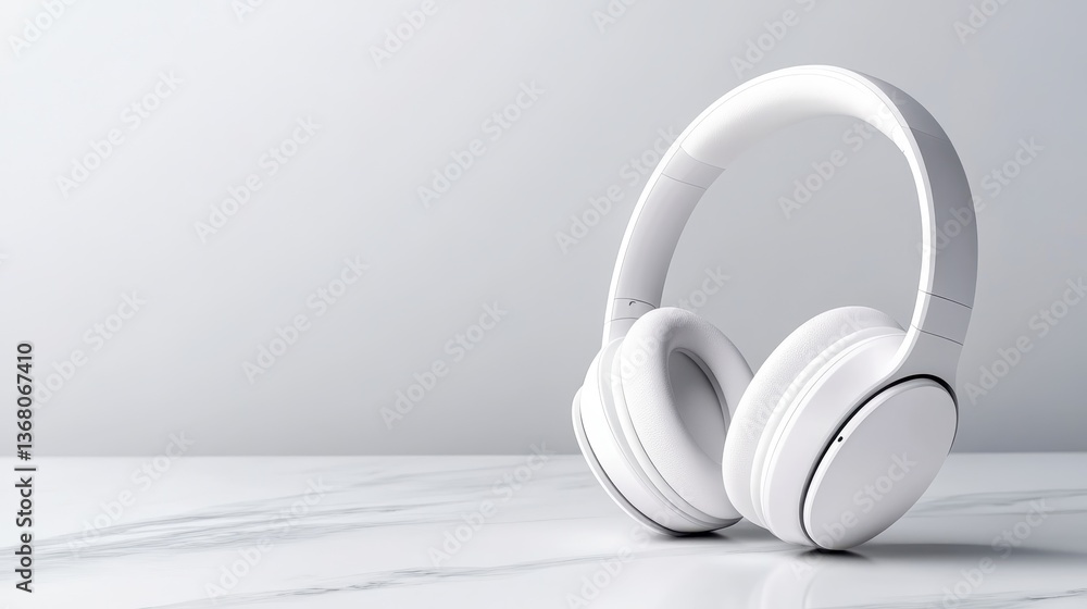 Stylish white headphones rest elegantly on a marble surface, embodying modern audio technology and sophisticated design for music lovers and audiophiles alike. Stylish white headphones rest elegantly on a marble surface, embodying modern audio technology and sophisticated design for music lovers and audiophiles alike.
