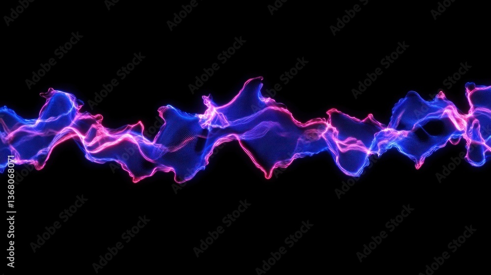 Obraz premium Abstract wave of blue and pink energy on a black background. Digital art.