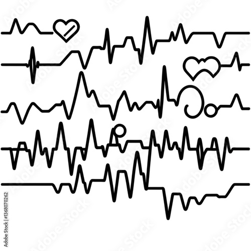 心電図と心拍数のアイコン｜ECG and Heartbeat Icon