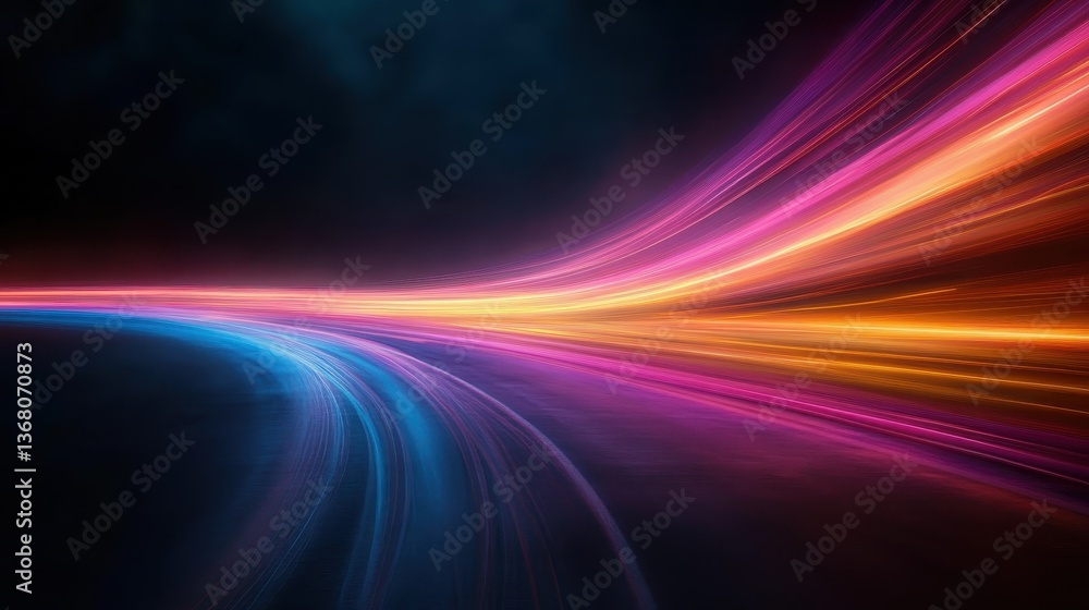 This abstract representation of colorful waves captures sparkling light effects amidst a deep background, creating a vibrant interplay between color and illumination for visual appeal. This abstract representation of colorful waves captures sparkling light effects amidst a deep background, creating a vibrant interplay between color and illumination for visual appeal.