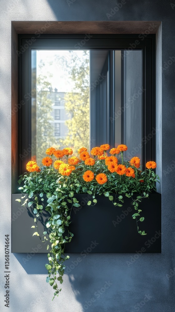 Obraz premium Urban Bloom, Window boxes with flowers