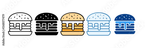 Burger  Icon Set Multiple Style Collection