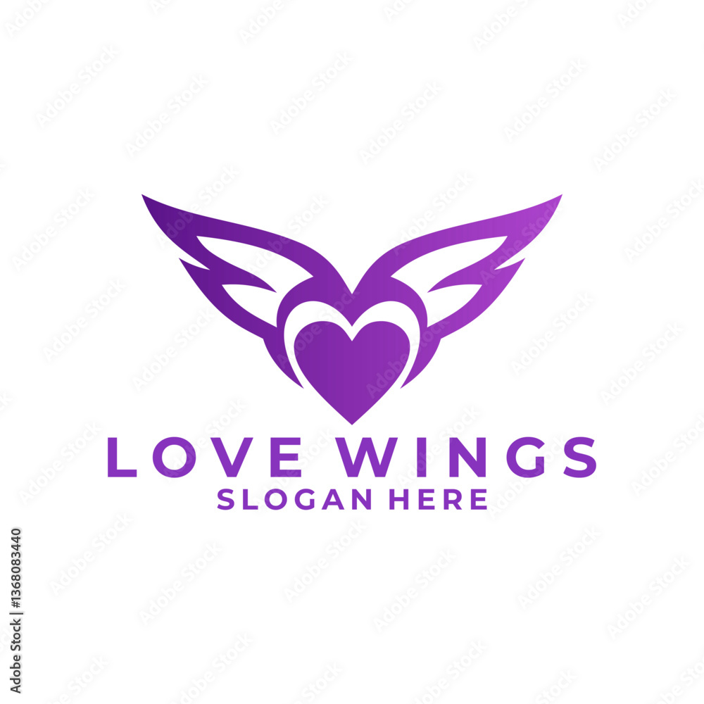 Fototapeta premium Elegant Heart wings logo design vector template