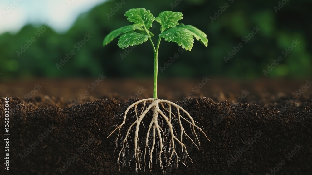 Fototapeta premium Plant roots revealed a closeup exploration of agricultural solutions in nature's soil environment
