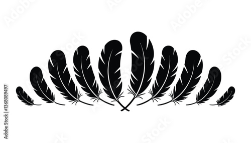 Feather icon set. Bird feather silhouette symbol. Plumelet collection isolated. Vector illustration