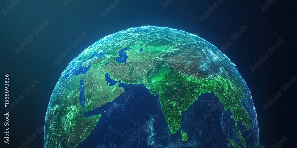 Fototapeta premium Next-Gen AI Global Intelligence Hyper-Connected Digital Mapping of Planetary Data Flows with Quantum-Enhanced Visualization and Sustainable Technological Insights