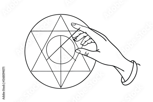 Sacred Geometry Hand Drawing Circle Star Pentagram Symbolism