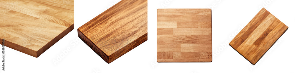 Naklejka premium Close up shot showcasing the diverse grain patterns textures and hues of different wooden panels planks and blocks highlighting the natural beauty and versatility of this timeless building material