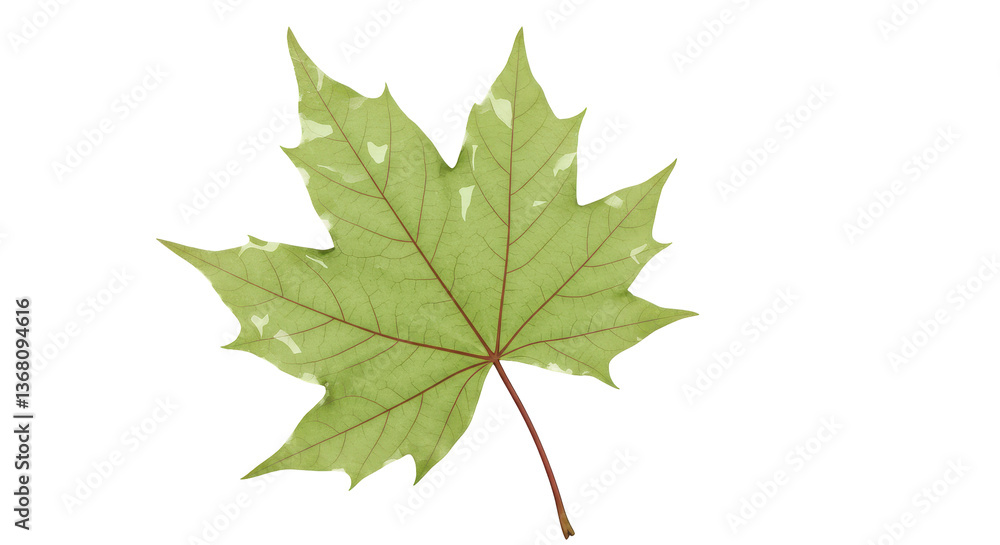 Isolated Pale Green Maple Leaf with White Patches Isolated Pale Green Maple Leaf with White Patches