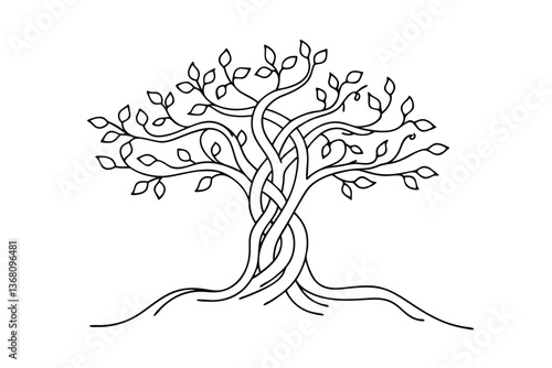 Intertwined Tree of Life Celtic Knot Nature Design Illustration