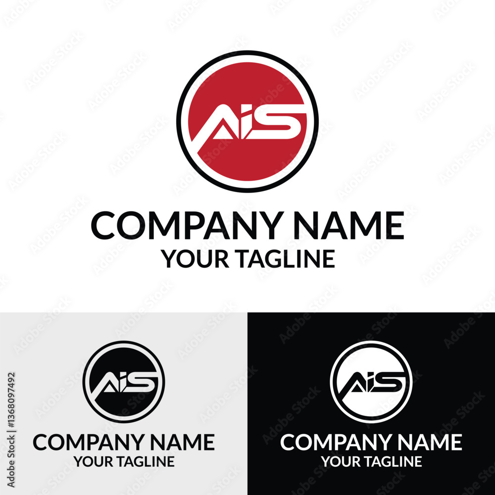 Initial AIS letter modern typography rounded circle shaped logo design template Initial AIS letter modern typography rounded circle shaped logo design template
