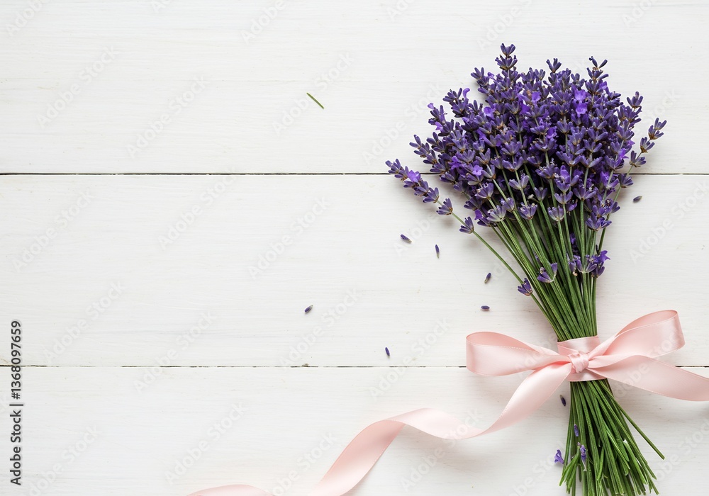 Fototapeta premium Soft Light Bathes Delicate Lavender Bouquet. AI Generated