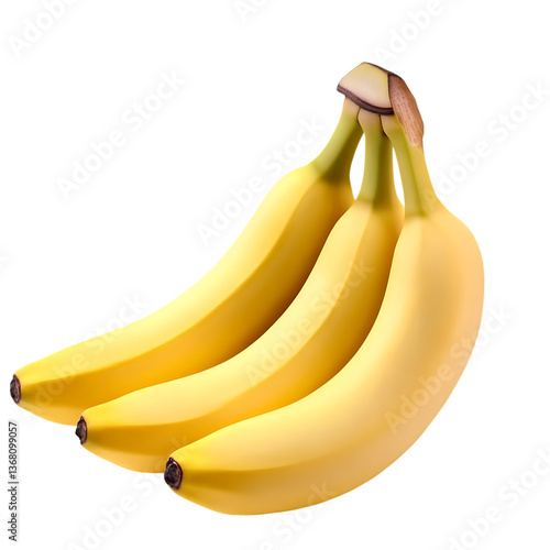 A Bunch of bananas isolated on transparent  white background.