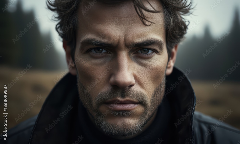 Intense portrait of a man with striking features Intense portrait of a man with striking features