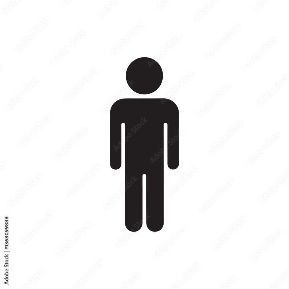 Simple black silhouette of a person, perfect for restroom signs.A clean, minimalist black silhouette of a person, suitable for use as a restroom symbol. Simple black silhouette of a person, perfect for restroom signs.A clean, minimalist black silhouette of a person, suitable for use as a restroom symbol.