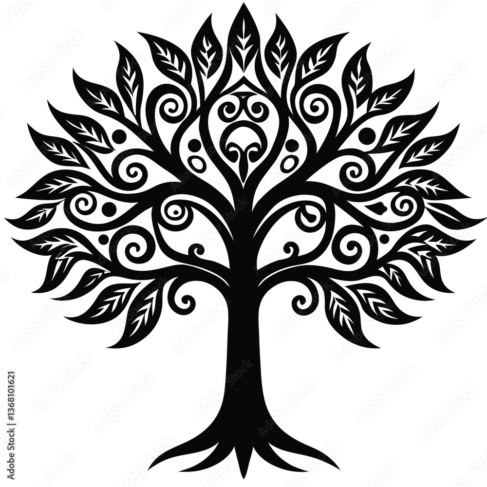 Fototapeta premium silhouette vector of ornamental tribal tree