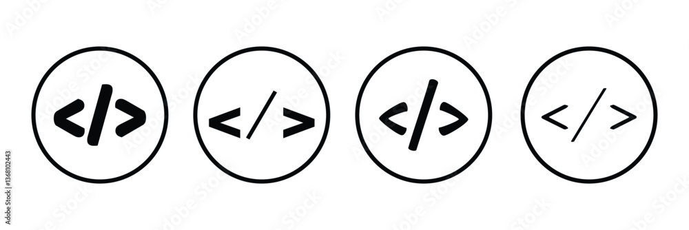 Code icon. Code html signs. Program coding icons. Coding sign. Stock vector illustration. Code icon. Code html signs. Program coding icons. Coding sign. Stock vector illustration.
