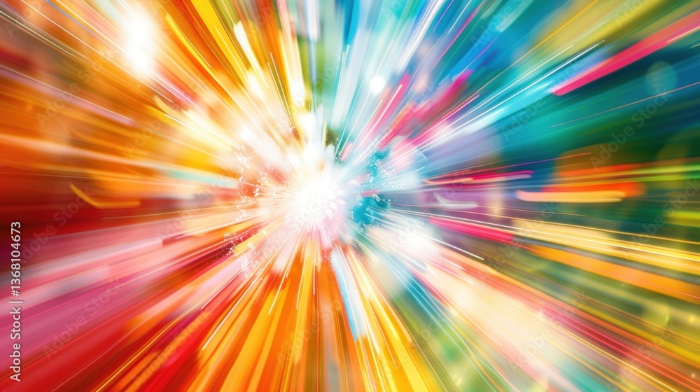 Obraz premium An energetic abstract pattern with bursts of color and fluid movement.