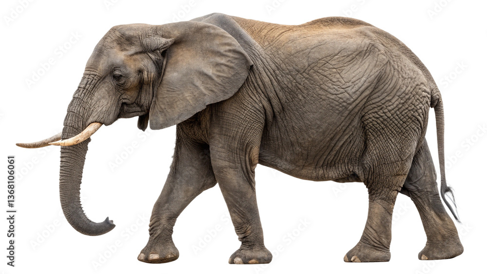 Obraz premium A side view of an elephant with a transparent background
