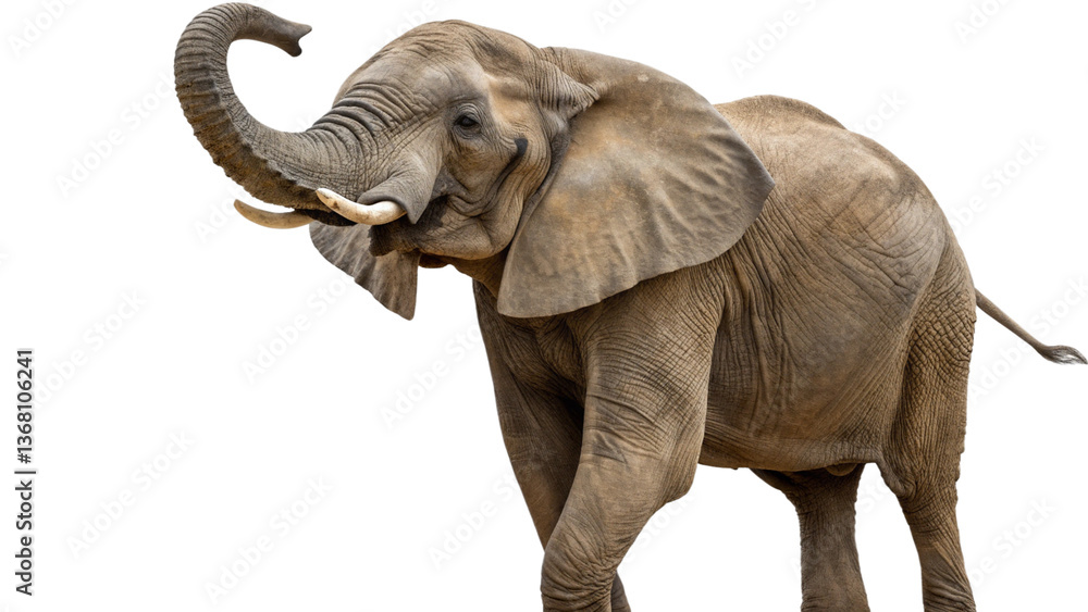 Fototapeta premium An elephant standing in a serene pose with a transparent background