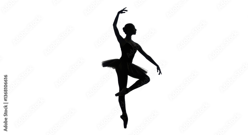 Isolated Silhouette of Ballerina in Pointe Isolated Silhouette of Ballerina in Pointe