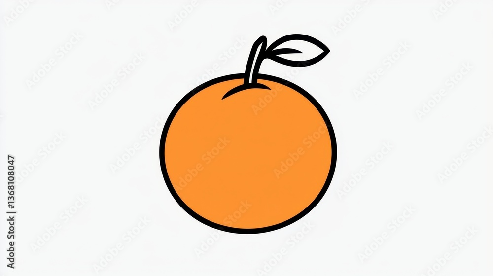 Obraz premium Bright Orange Circular Fruit with Leaf on Simple Background