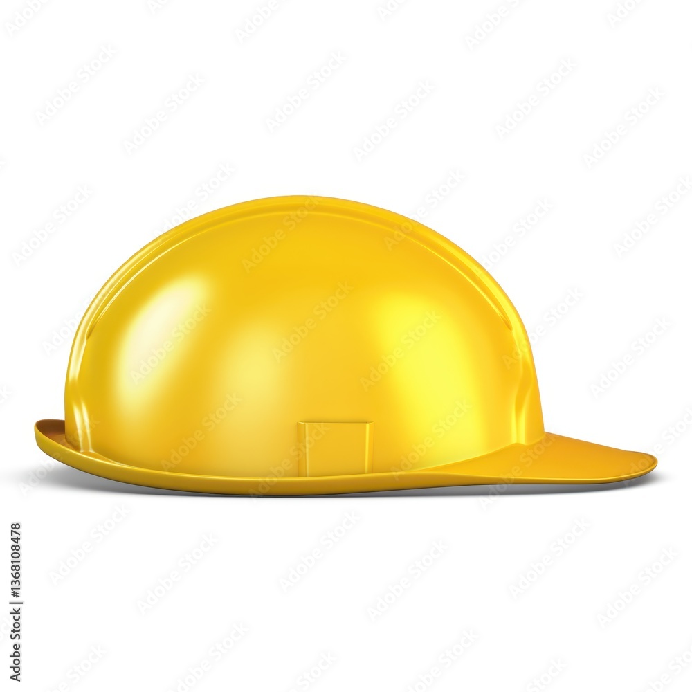 Fototapeta premium Illustration 3D Hard Hat Yellow on White Background