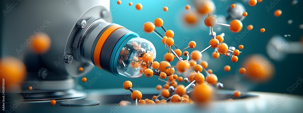 Obraz premium Captivating visualization showcasing the intricate optical amplification process featuring glowing energy fields swirling chromatic patterns