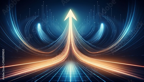 creative upward arrow technology and business growth concept background